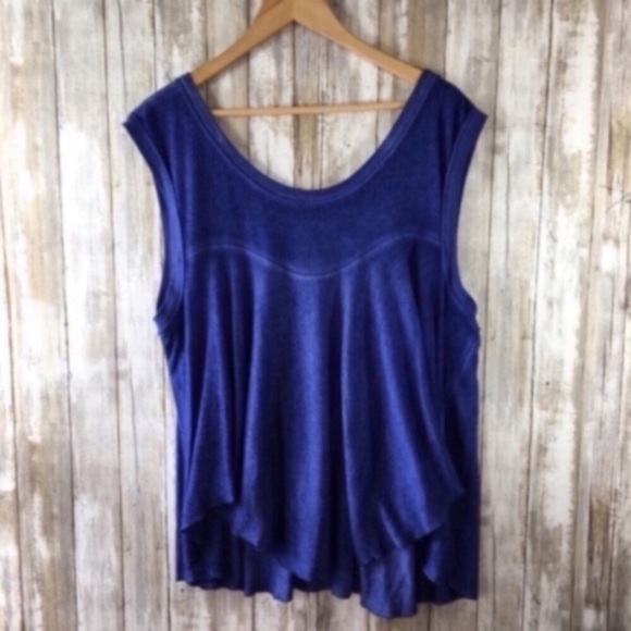 Free People Low Back Blue Tank - Picture 1 of 5